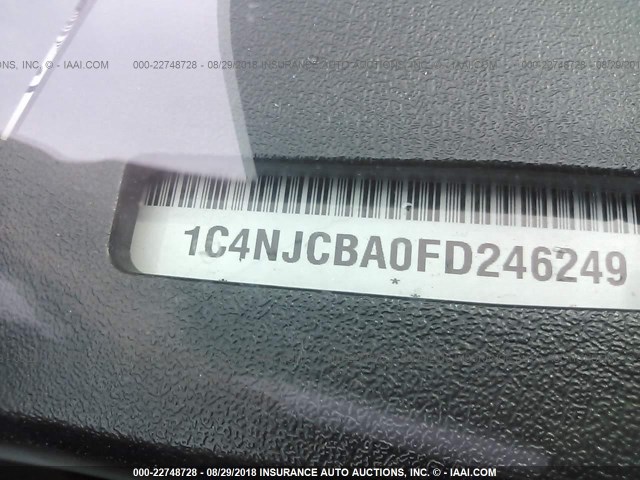 1C4NJCBA0FD246249 - 2015 JEEP COMPASS SPORT GRAY photo 9