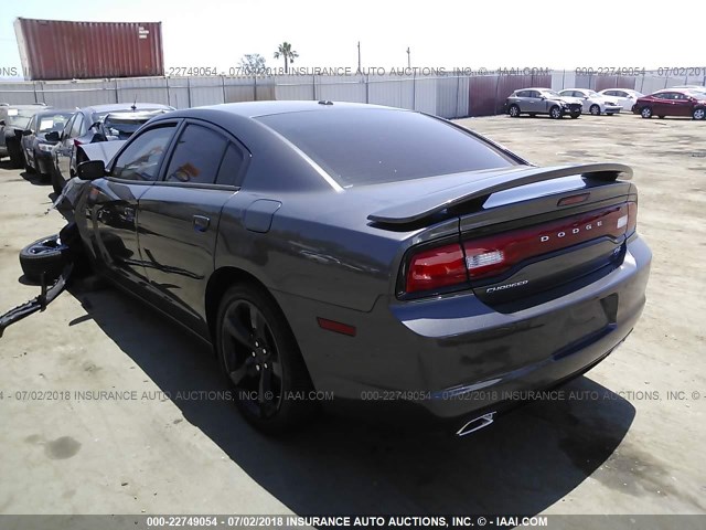 2C3CDXCT2EH308231 - 2014 DODGE CHARGER R/T GRAY photo 3