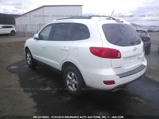 5NMSG73D97H068612 - 2007 HYUNDAI SANTA FE GLS WHITE photo 3