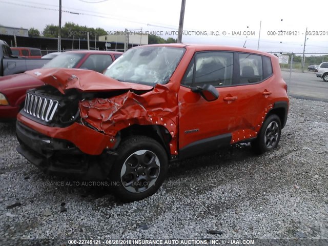 ZACCJBAT6GPD31264 - 2016 JEEP RENEGADE SPORT ORANGE photo 2