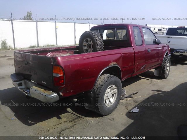 4TAWN72N5TZ093686 - 1996 TOYOTA TACOMA XTRACAB RED photo 4