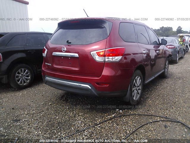 5N1AR2MN1DC654534 - 2013 NISSAN PATHFINDER S/SV/SL/PLATINUM 红色 照片 4