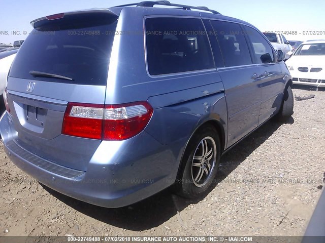 5FNRL38817B020652 - 2007 HONDA ODYSSEY TOURING BLUE photo 4