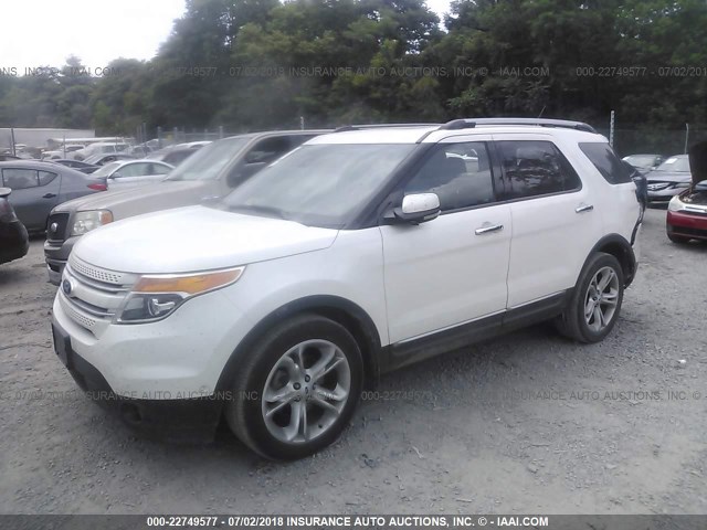 1FM5K8F89DGA53557 - 2013 FORD EXPLORER LIMITED WHITE photo 2