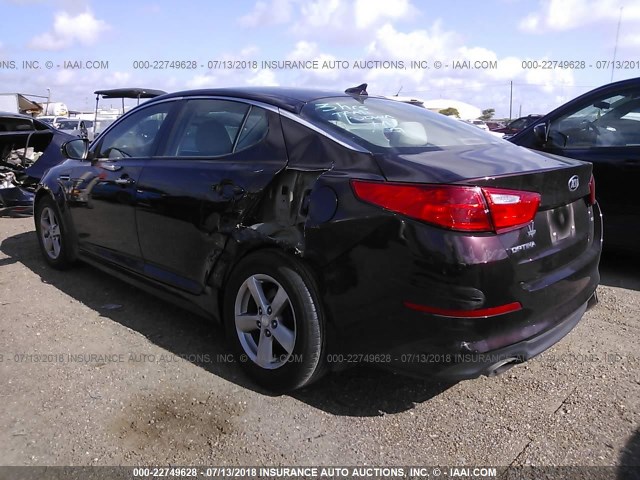 5XXGM4A7XFG380171 - 2015 KIA OPTIMA LX MAROON photo 3