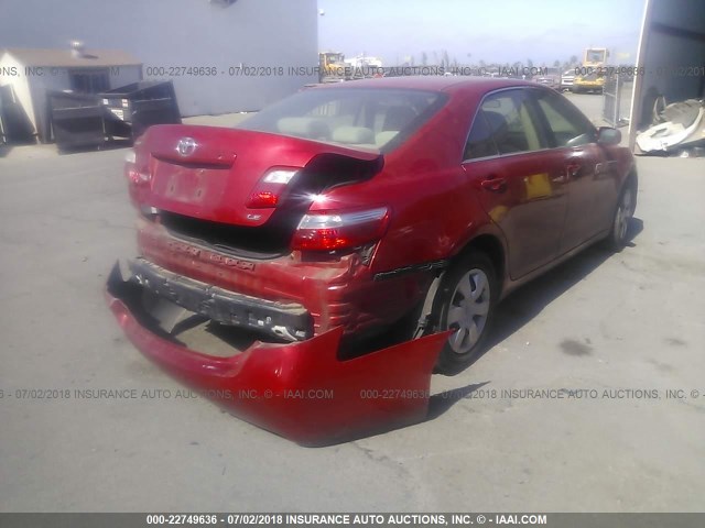 4T1BE46K47U023869 - 2007 TOYOTA CAMRY NEW GENERATION CE/LE/XLE/SE RED photo 4