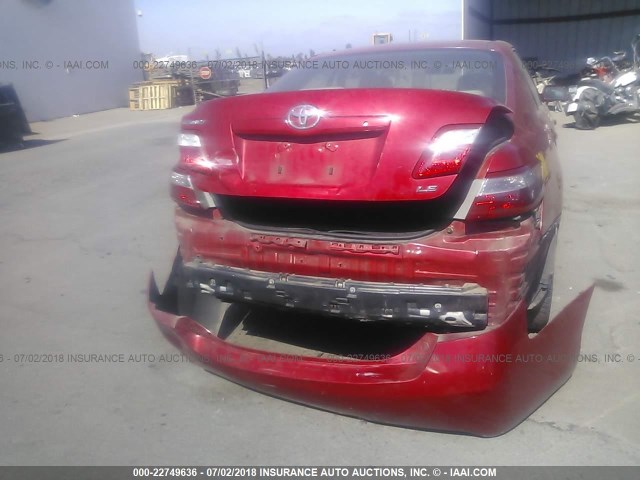 4T1BE46K47U023869 - 2007 TOYOTA CAMRY NEW GENERATION CE/LE/XLE/SE RED photo 6