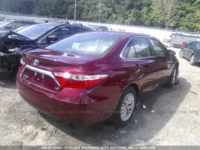 4T1BF1FKXGU503149 - 2016 TOYOTA CAMRY LE/XLE/SE/XSE BURGUNDY photo 4