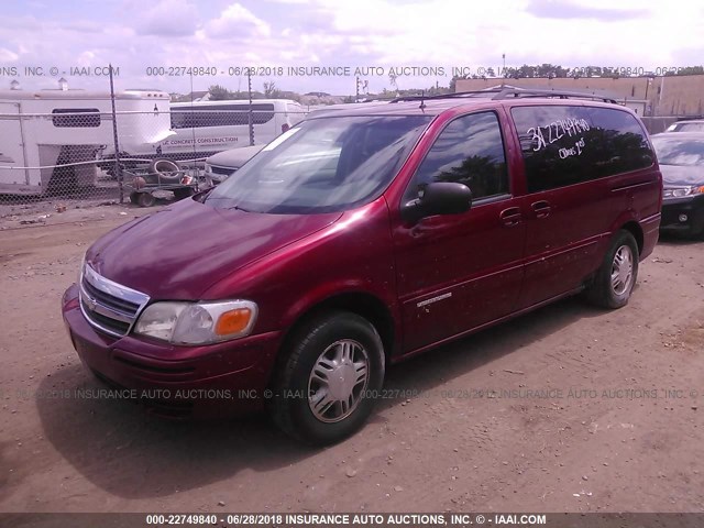 1GNDX13E52D156600 - 2002 CHEVROLET VENTURE LUXURY BURGUNDY photo 2