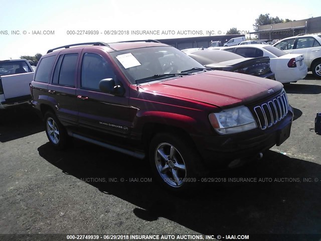 1J8GW68J42C266709 - 2002 JEEP GRAND CHEROKEE OVERLAND RED photo 1