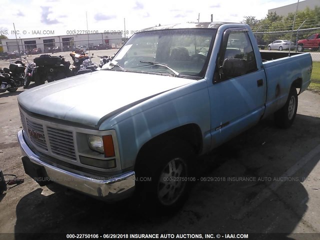 1GTEK14Z4PE543119 - 1993 GMC SIERRA K1500 BLUE photo 2