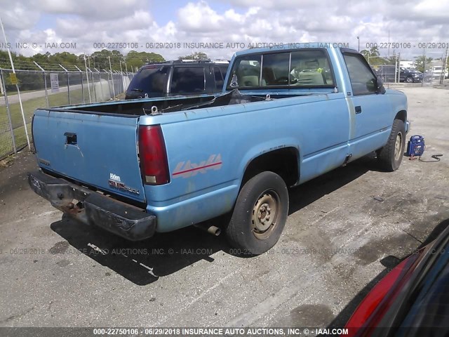 1GTEK14Z4PE543119 - 1993 GMC SIERRA K1500 BLUE photo 4