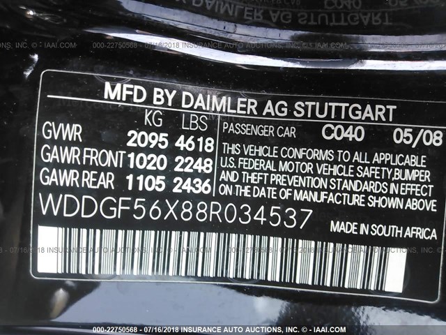 WDDGF56X88R034537 - 2008 MERCEDES-BENZ C 350 BLACK photo 9