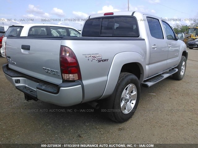 5TEJU62N65Z134166 - 2005 TOYOTA TACOMA DOUBLE CAB PRERUNNER SILVER photo 4