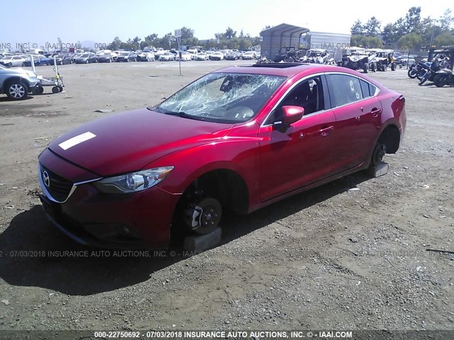 JM1GJ1W65E1129818 - 2014 MAZDA 6 GRAND TOURING RED photo 2