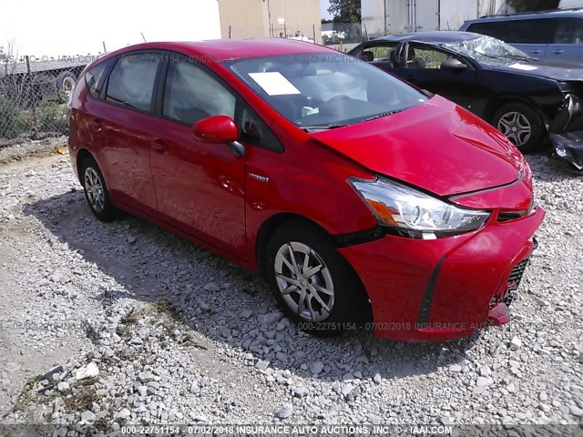 JTDZN3EUXGJ046252 - 2016 TOYOTA PRIUS V RED photo 1