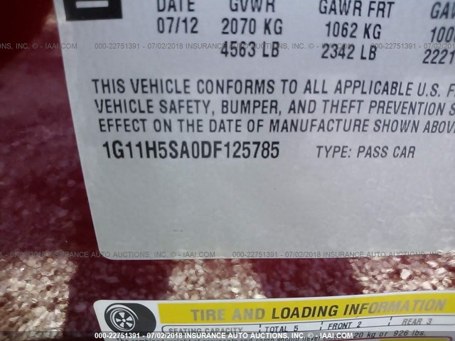 1G11H5SA0DF125785 - 2013 CHEVROLET MALIBU LTZ 红色 照片 9