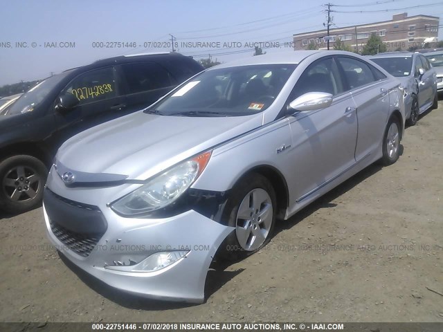 KMHEC4A47BA006098 - 2011 HYUNDAI SONATA HYBRID SILVER photo 2