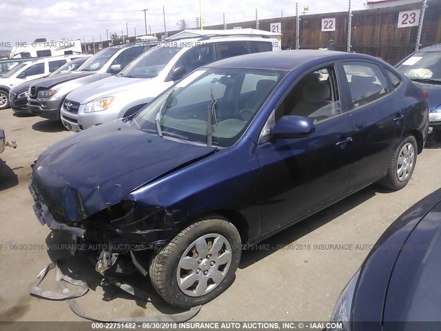 KMHDU46D58U334595 - 2008 HYUNDAI ELANTRA GLS/SE/LIMITED BLUE photo 2