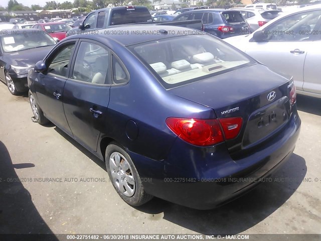 KMHDU46D58U334595 - 2008 HYUNDAI ELANTRA GLS/SE/LIMITED BLUE photo 3