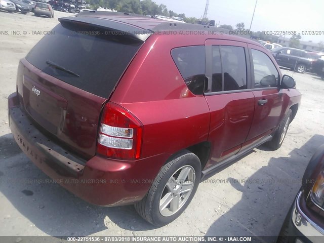 1J8FT47WX7D119401 - 2007 JEEP COMPASS RED photo 4