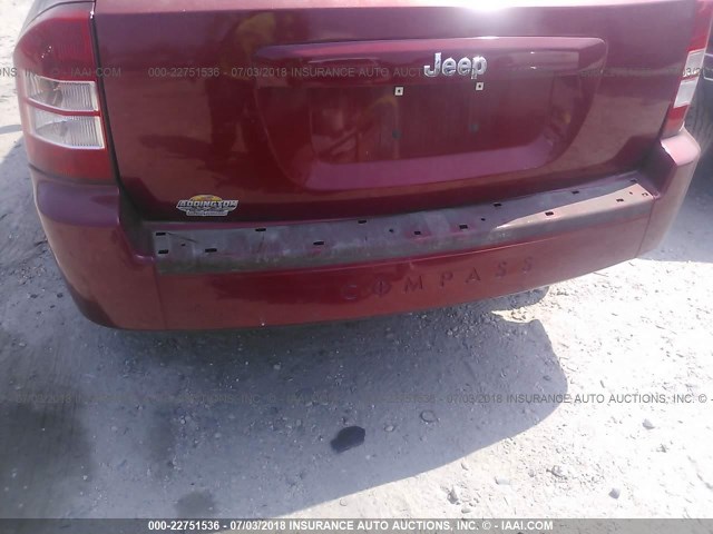 1J8FT47WX7D119401 - 2007 JEEP COMPASS RED photo 6