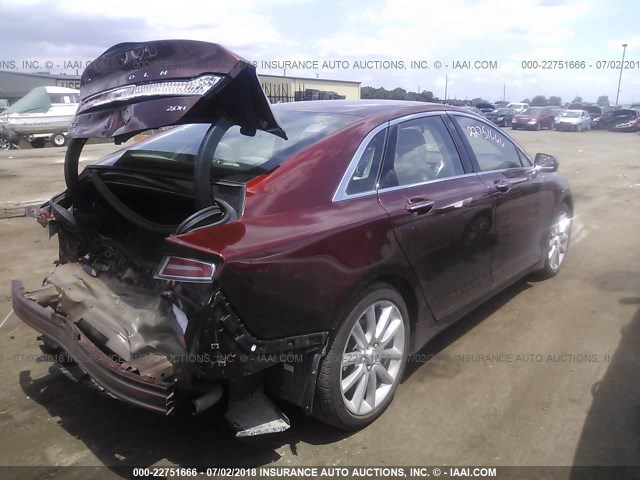 3LN6L2LU3GR617443 - 2016 LINCOLN MKZ HYBRID RED photo 4