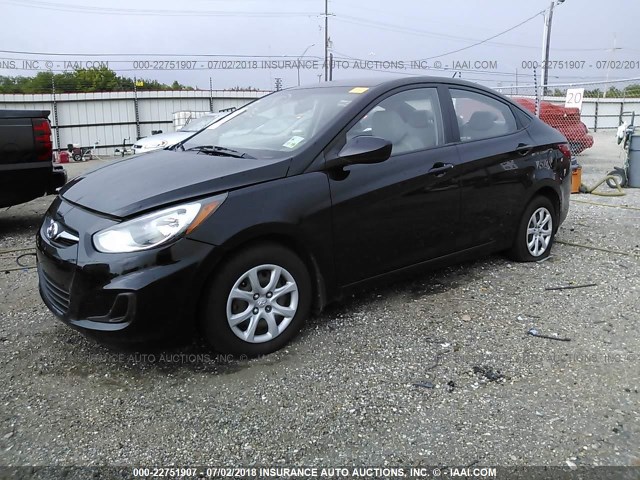 KMHCT4AE9CU161669 - 2012 HYUNDAI ACCENT GLS/GS BLACK photo 2