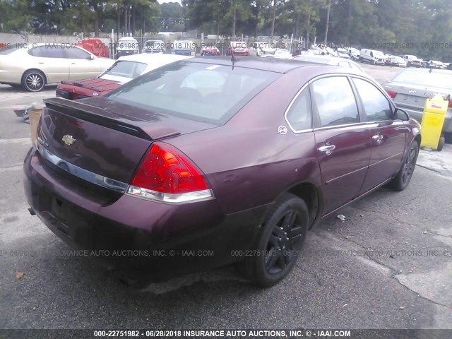 2G1WU58R179278946 - 2007 CHEVROLET IMPALA LTZ MAROON photo 4