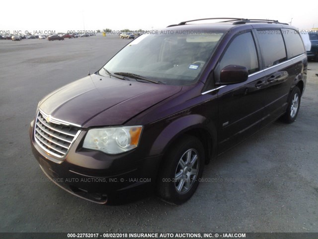 2A8HR54P48R701633 - 2008 CHRYSLER TOWN & COUNTRY TOURING MAROON photo 2