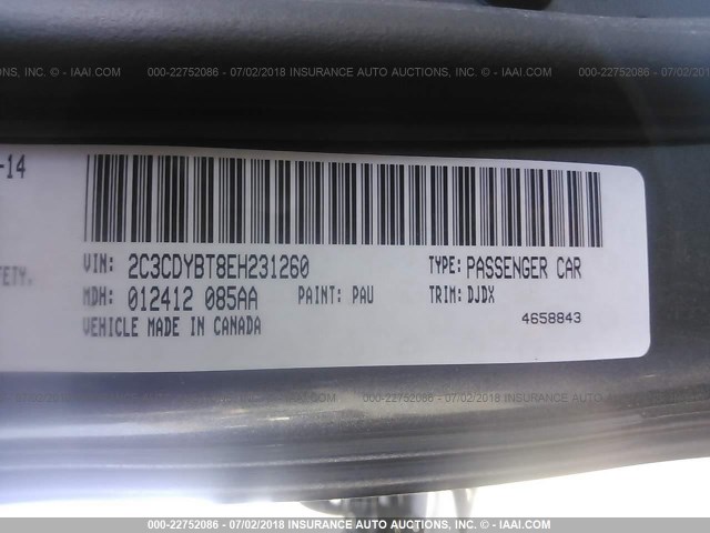 2C3CDYBT8EH231260 - 2014 DODGE CHALLENGER R/T GRAY photo 9