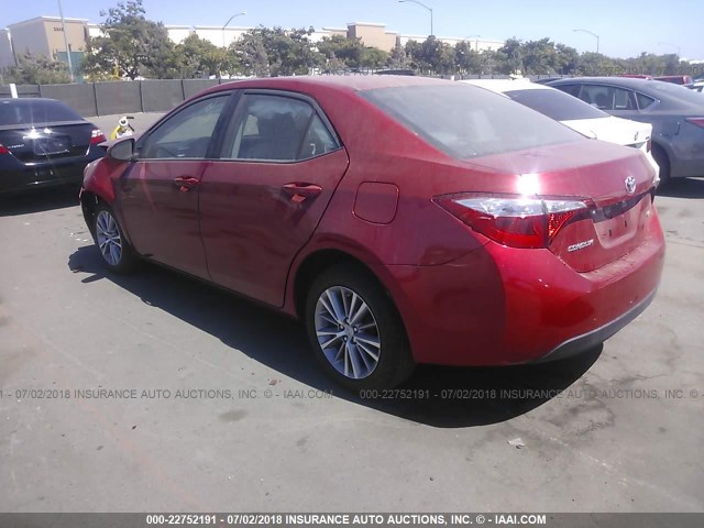 5YFBURHE9FP234038 - 2015 TOYOTA COROLLA L/LE/LE PLS/PRM/S/S PLS RED photo 3