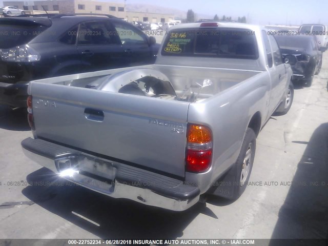 5TEVL52N73Z299946 - 2003 TOYOTA TACOMA XTRACAB SILVER photo 4