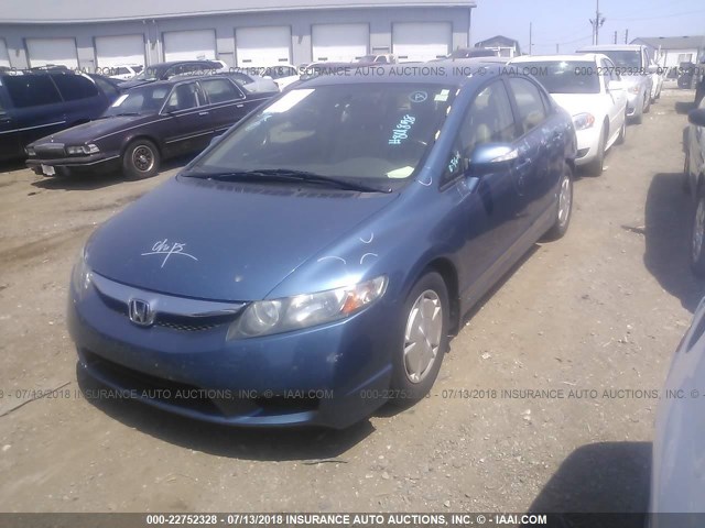 JHMFA36219S018430 - 2009 HONDA CIVIC HYBRID BLUE photo 2