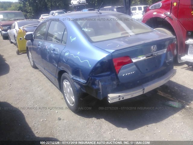 JHMFA36219S018430 - 2009 HONDA CIVIC HYBRID BLUE photo 3