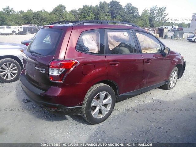 JF2SJABC6FH445809 - 2015 SUBARU FORESTER 2.5I RED photo 4