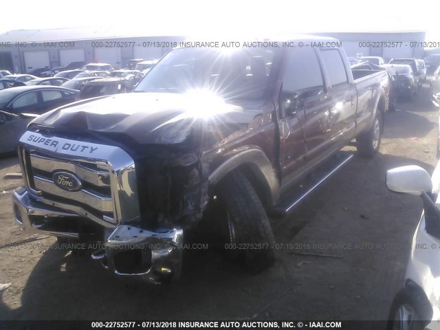 1FT8W3BT0BEC84892 - 2011 FORD F350 SUPER DUTY BROWN photo 2