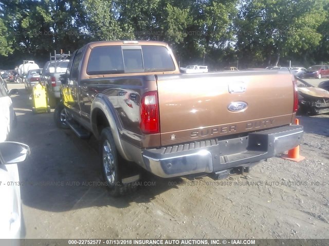 1FT8W3BT0BEC84892 - 2011 FORD F350 SUPER DUTY BROWN photo 3