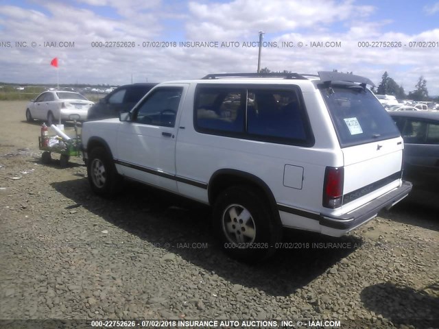 1GNCT18Z8M8153513 - 1991 CHEVROLET BLAZER S10 WHITE photo 3