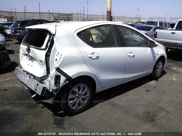 JTDKDTB39D1531171 - 2013 TOYOTA PRIUS C WHITE photo 4