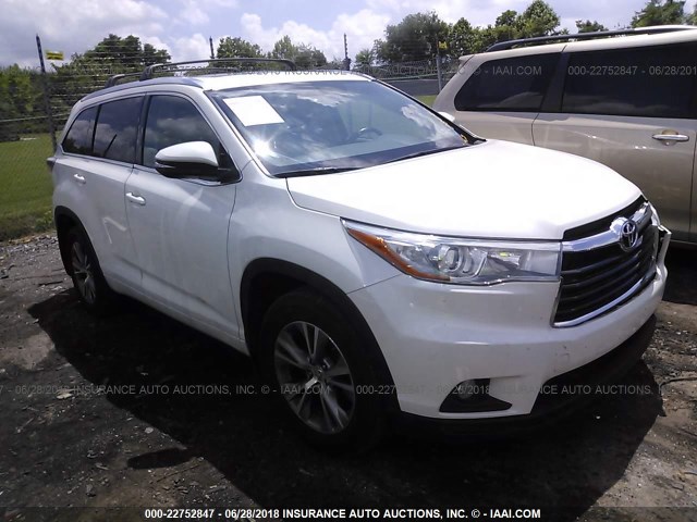 5TDJKRFH0FS086822 - 2015 TOYOTA HIGHLANDER XLE WHITE photo 1