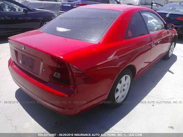 1HGEM229X1L058135 - 2001 HONDA CIVIC SI/EX RED photo 4