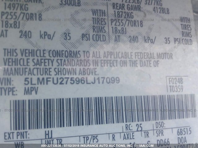 5LMFU27596LJ17099 - 2006 LINCOLN NAVIGATOR GRAY photo 9