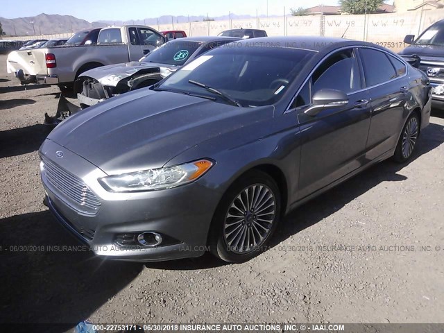 3FA6P0K96DR382015 - 2013 FORD FUSION TITANIUM GRAY photo 2