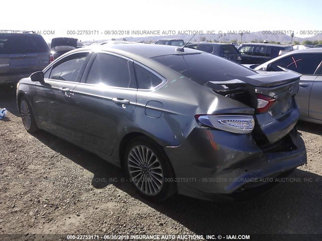 3FA6P0K96DR382015 - 2013 FORD FUSION TITANIUM GRAY photo 3