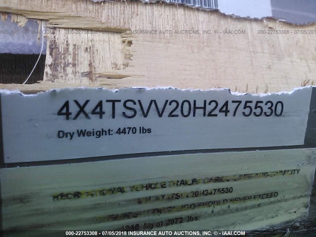 4X4TSVV20H2475530 - 2017 FOREST RIVER SURVEYOR  白色 照片 9