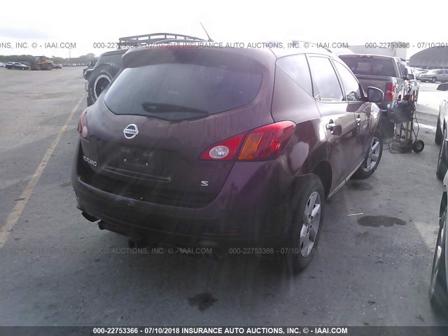 JN8AZ18U49W021164 - 2009 NISSAN MURANO S/SL MAROON photo 4