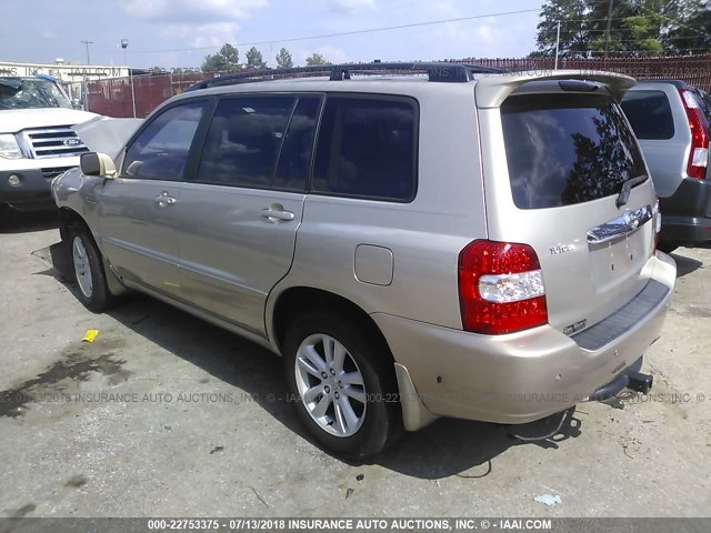 JTEDW21A660013830 - 2006 TOYOTA HIGHLANDER HYBRID GOLD photo 3