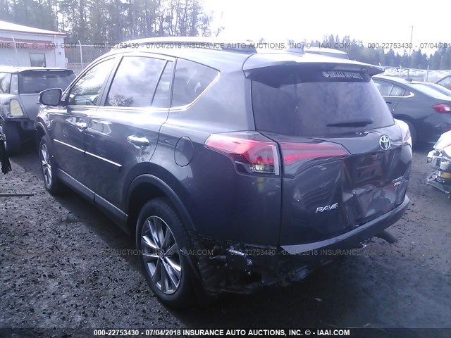 2T3DFREV8GW450056 - 2016 TOYOTA RAV4 LIMITED GRAY photo 3