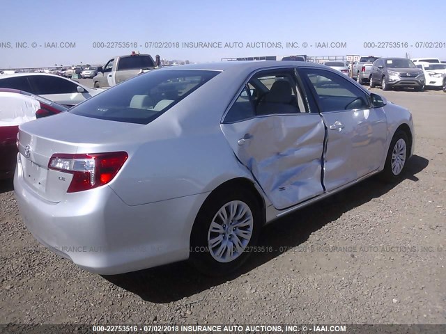 4T4BF1FK8CR197262 - 2012 TOYOTA CAMRY SE/LE/XLE SILVER photo 4